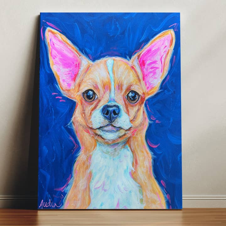 Audra Style - Wholesale Art Print - Chihuahua Dog Art Print, Pet Art, Maximalist Art, Dopamine Decor, Trendy Colorful Wall Poster