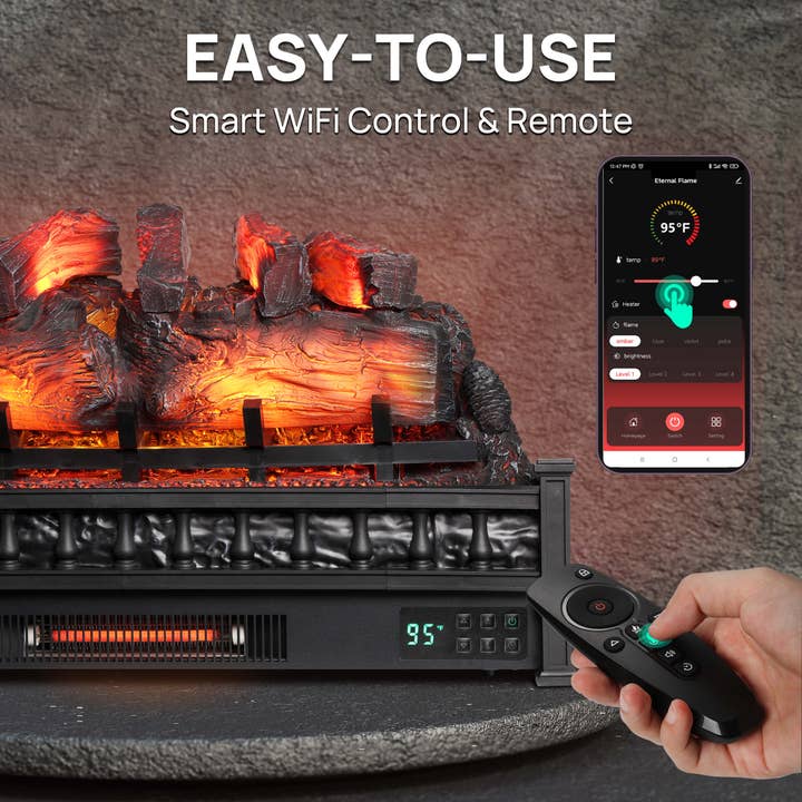 TURBRO - Wholesale Fireplace Screen - Eternal Flame EF30-PB Electric Fireplace Logs3