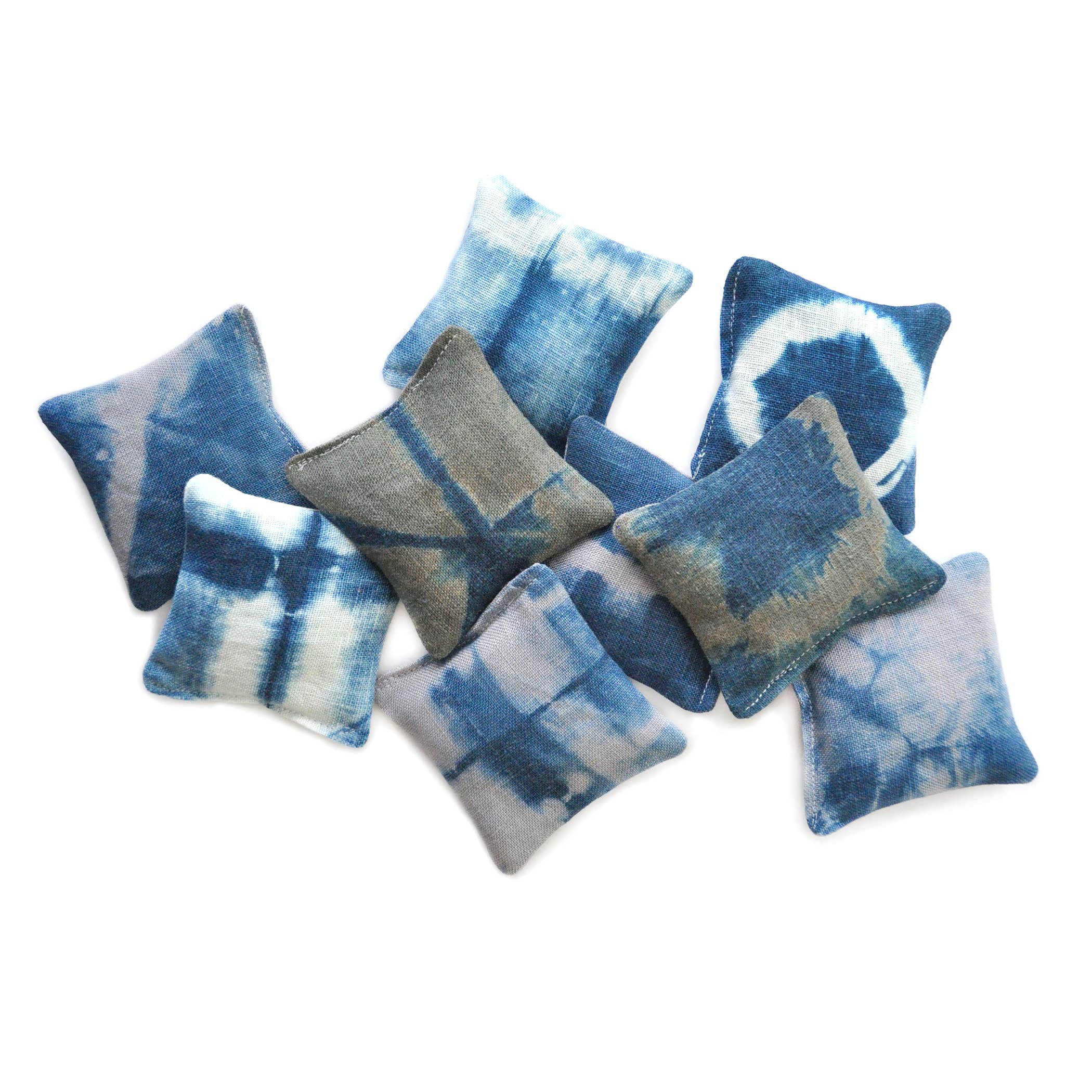 Gray Green Goods - Wholesale Sachet - Shibori Indigo Upcycled Linen Lavender Sachet3