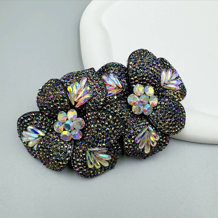 Grey Floral Rhinestone Hair Beret L4777 for wholesale on Faire1