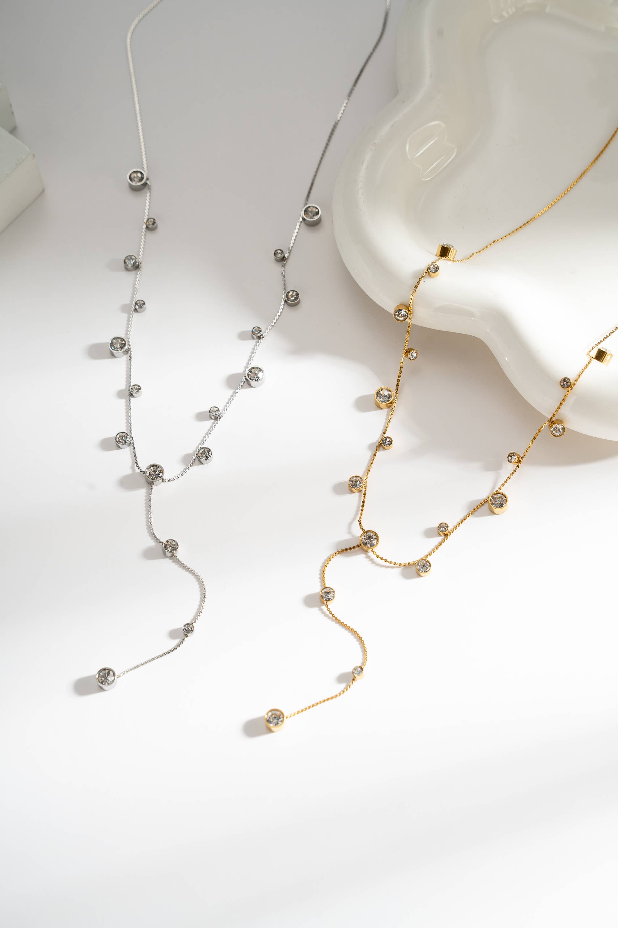 COSMOS - Wholesale Y-Neck/Lariat Necklace - Y Crystal Sparkling Necklace in Gold or Silver Stainless Steel2