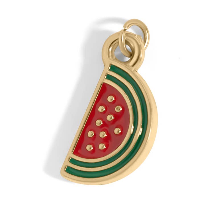 Ciondolo a forma di anguria in acciaio inossidabile placcato oro 18K per la vendita all'ingrosso da parte di WJW