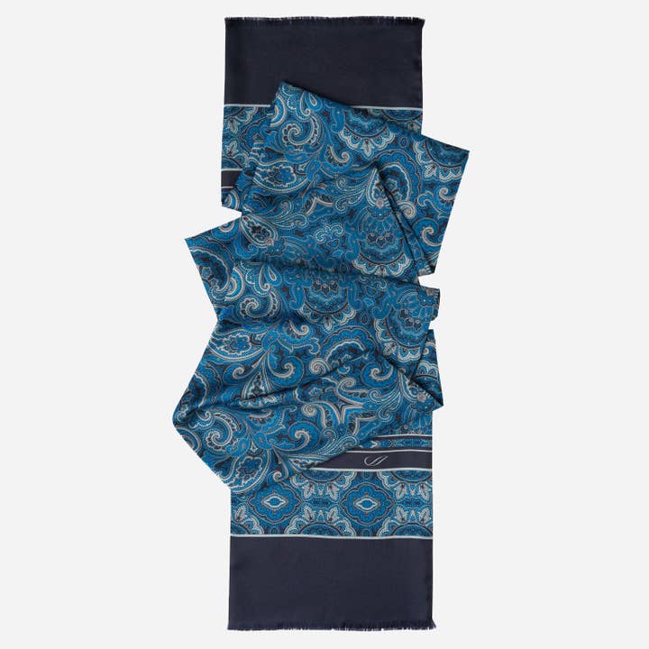 Elizabetta Made in Italy USA - Wholesale Scarf - Men's - Ferrara - Silk Scarf - Blue