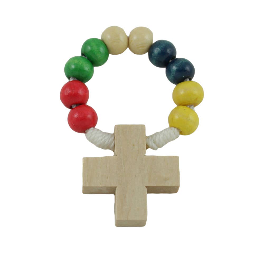 RM Trading - Wholesale Prayer Beads Necklace - Finger Rosary One Decade Colorful Wood Beads0