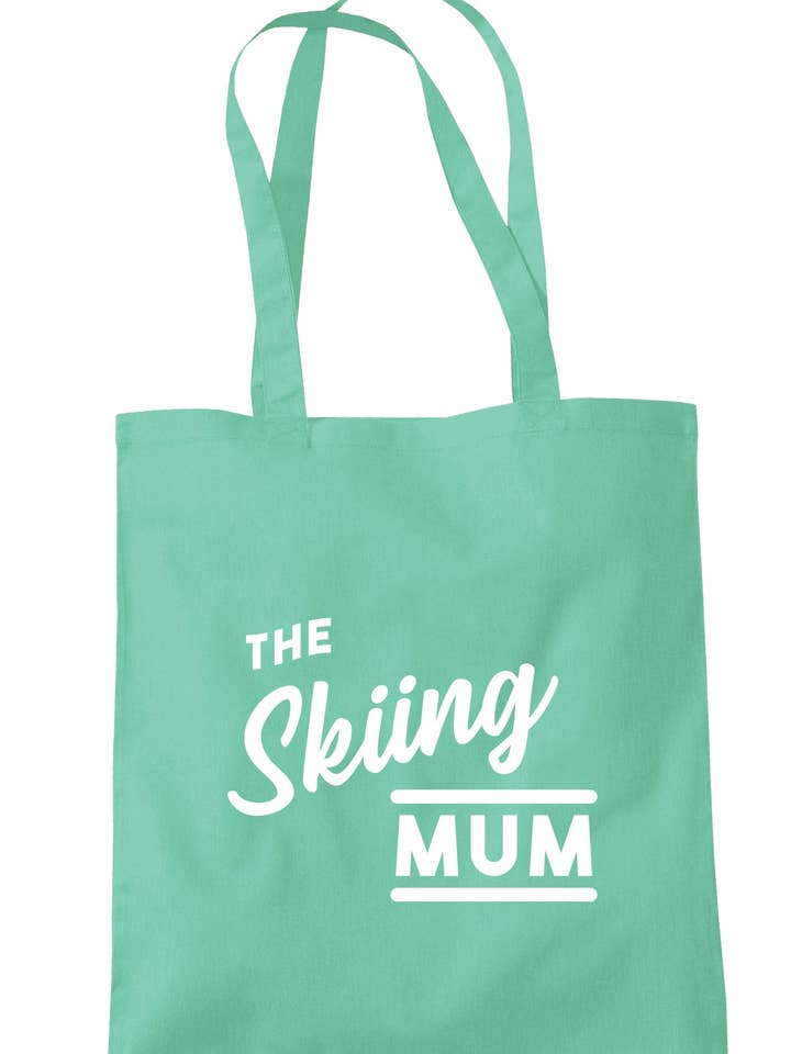 The Skiing Mum Tote Bag A0214 for wholesale by Illustrated Identity