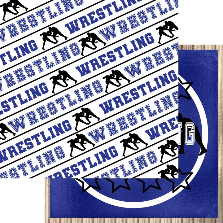 Male Wrestling Collection On The Mat 12 x 12 Double-Sided Scrapbook Paper - 15 Pack for wholesale by SSC Wholesale