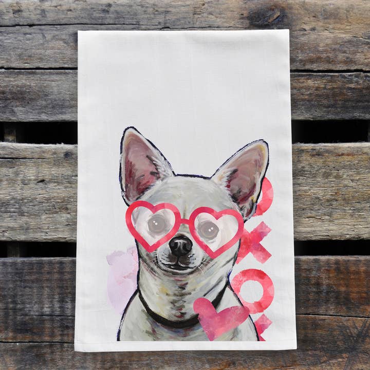 Mehlsacktuch für Hunde zum Valentinstag, „Chihuahua“ für den Großhandel von Hippie Hound Studios