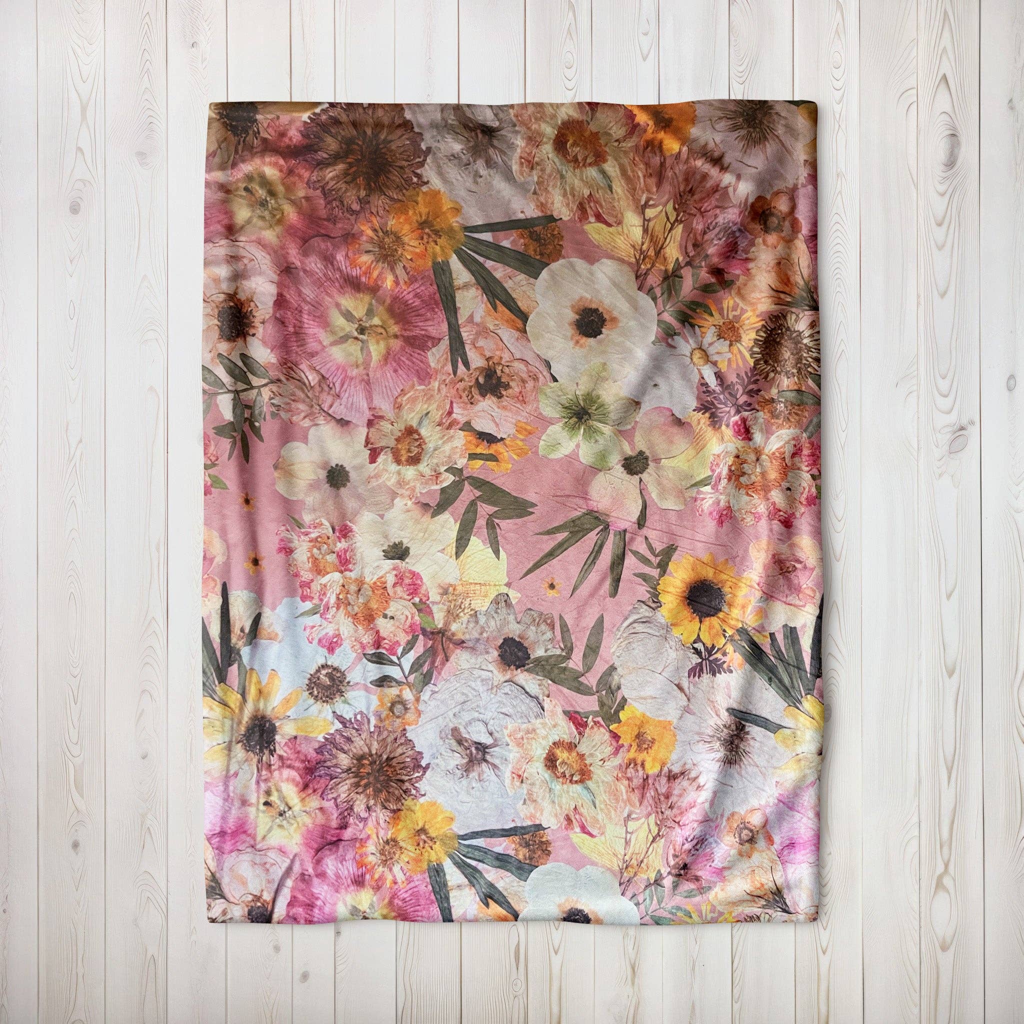Oxeye Floral Co. - Wholesale Throw Blanket - Peaches & Sunshine Floral Throw Blanket5