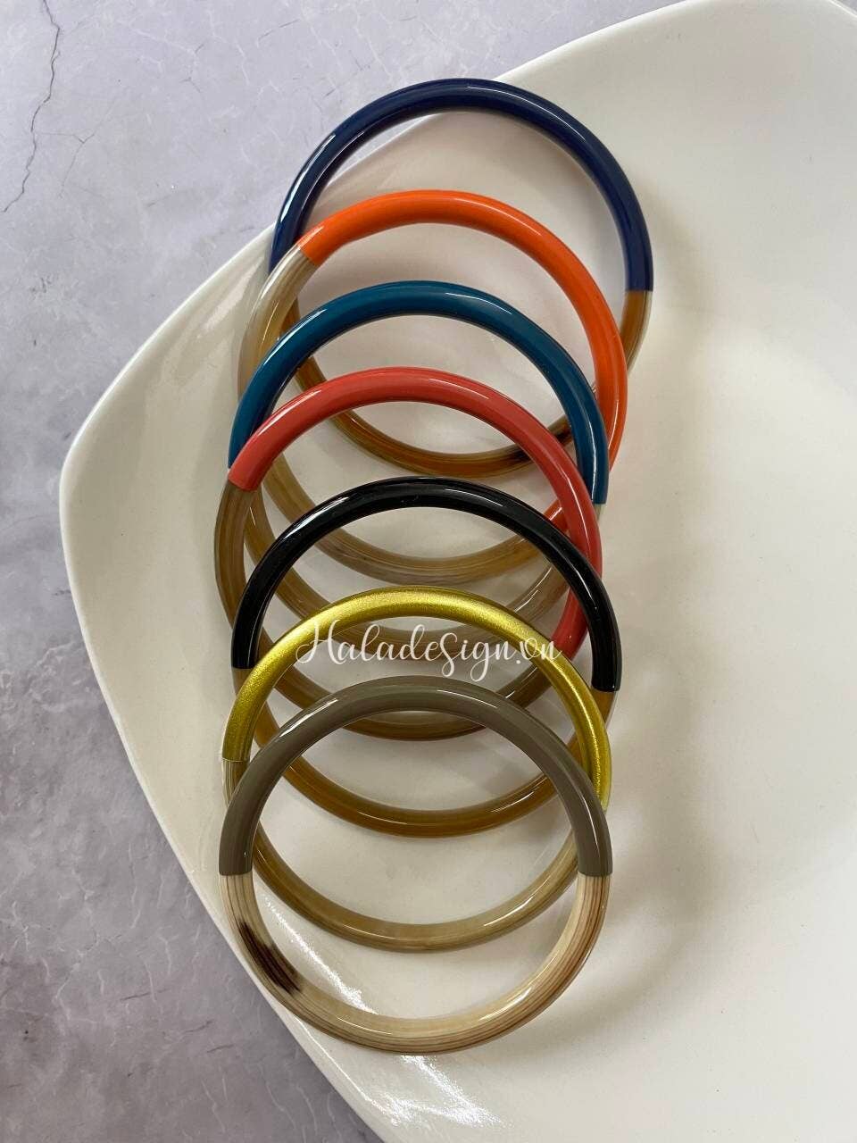 Hala Design - Wholesale Bangle Bracelet - 1 Pc Buffalo Horn and Lacquer Bangle Bracelet6