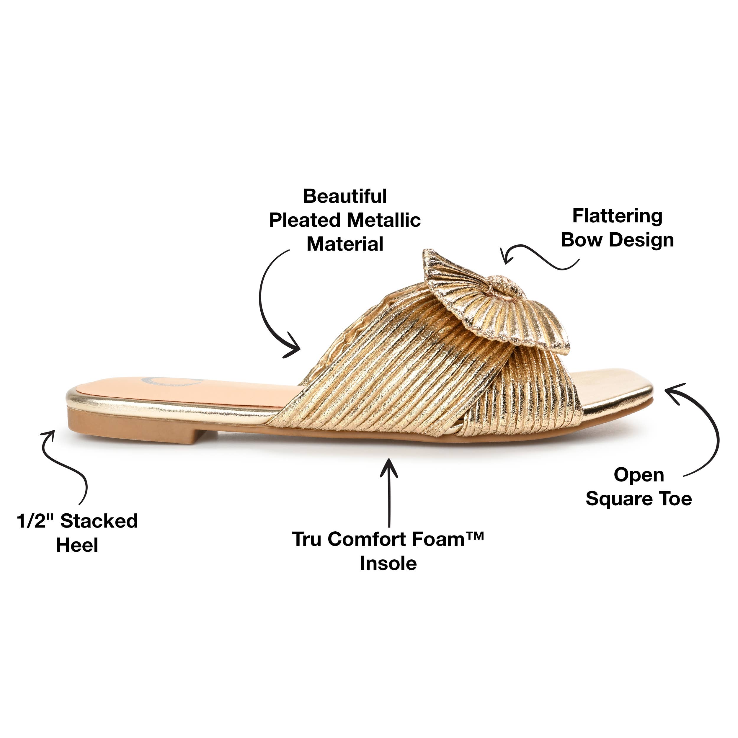 Journee - Wholesale Sandals - Women's - Serlina Pleated Slide Sandals In Foil14