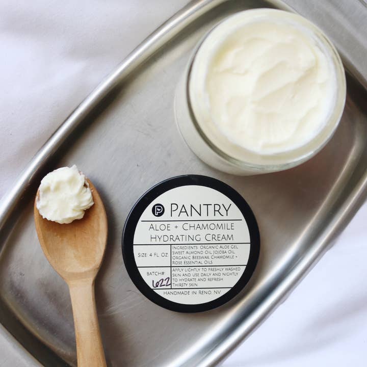 Pantry Products - Skin, Body, + Wellness – Großhandel Gesichts-Feuchtigkeitscreme – Aloe + Kamille Feuchtigkeitscreme - Frühlingshautpflege