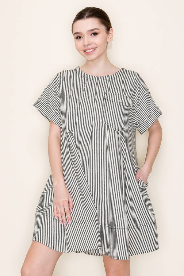 Star Drop - Wholesale Dress - Women's - STRIPE SWING SHORT DRESS- SDD63758