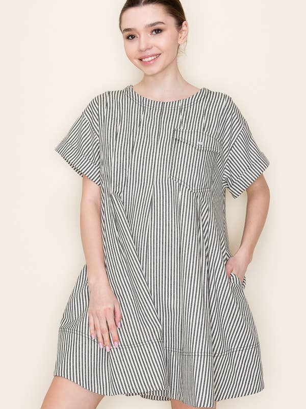 Star Drop - Wholesale Dress - Women's - STRIPE SWING SHORT DRESS- SDD63758