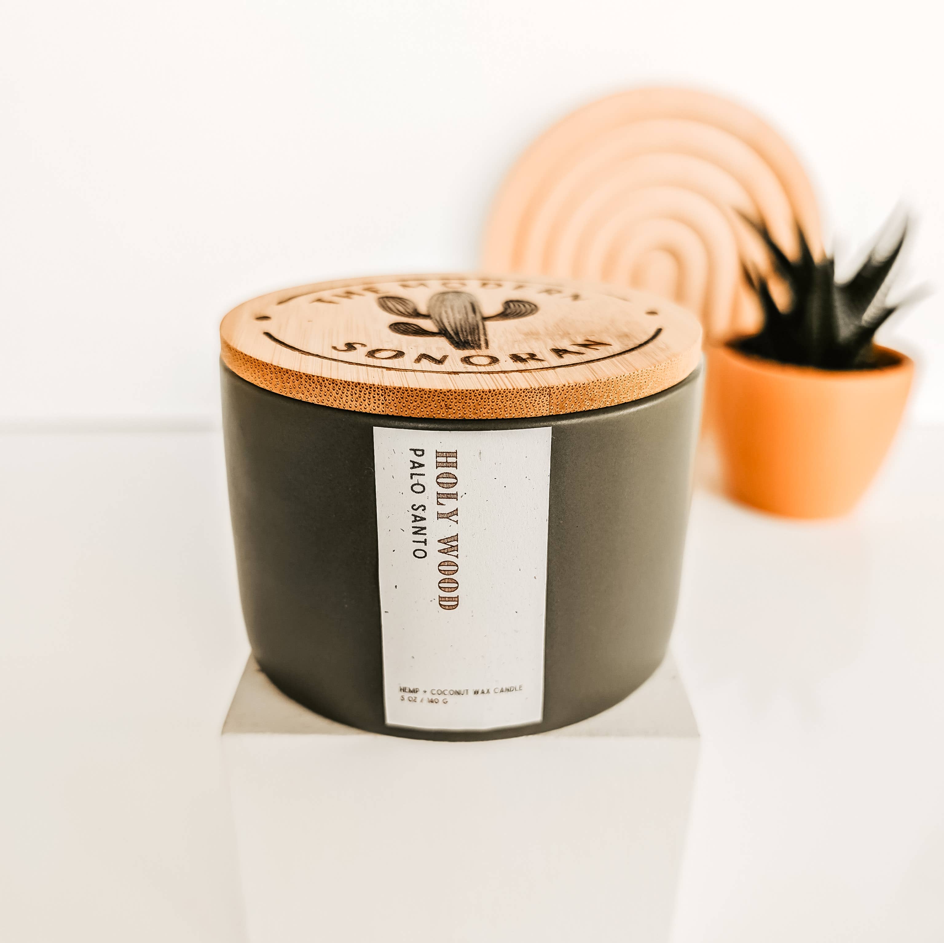 The Modern Sonoran – Großhandel Kerze im Glas / gefüllte Kerze – Holy Wood: Palo Santo Hanf-Kerze 141 g (Boho-Dekor & Geschenk)4