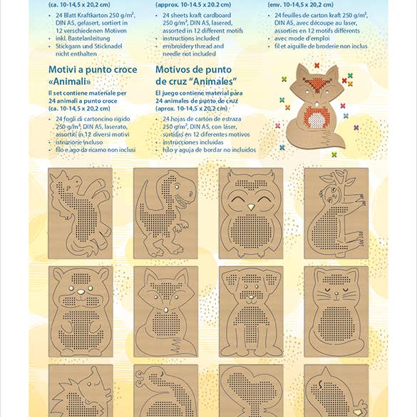 URSUS® / Buntpapierfabrik Ludwig Bähr GmbH & Co. KG - Wholesale DIY Craft Kit - “Animals” cross-stitch designs1