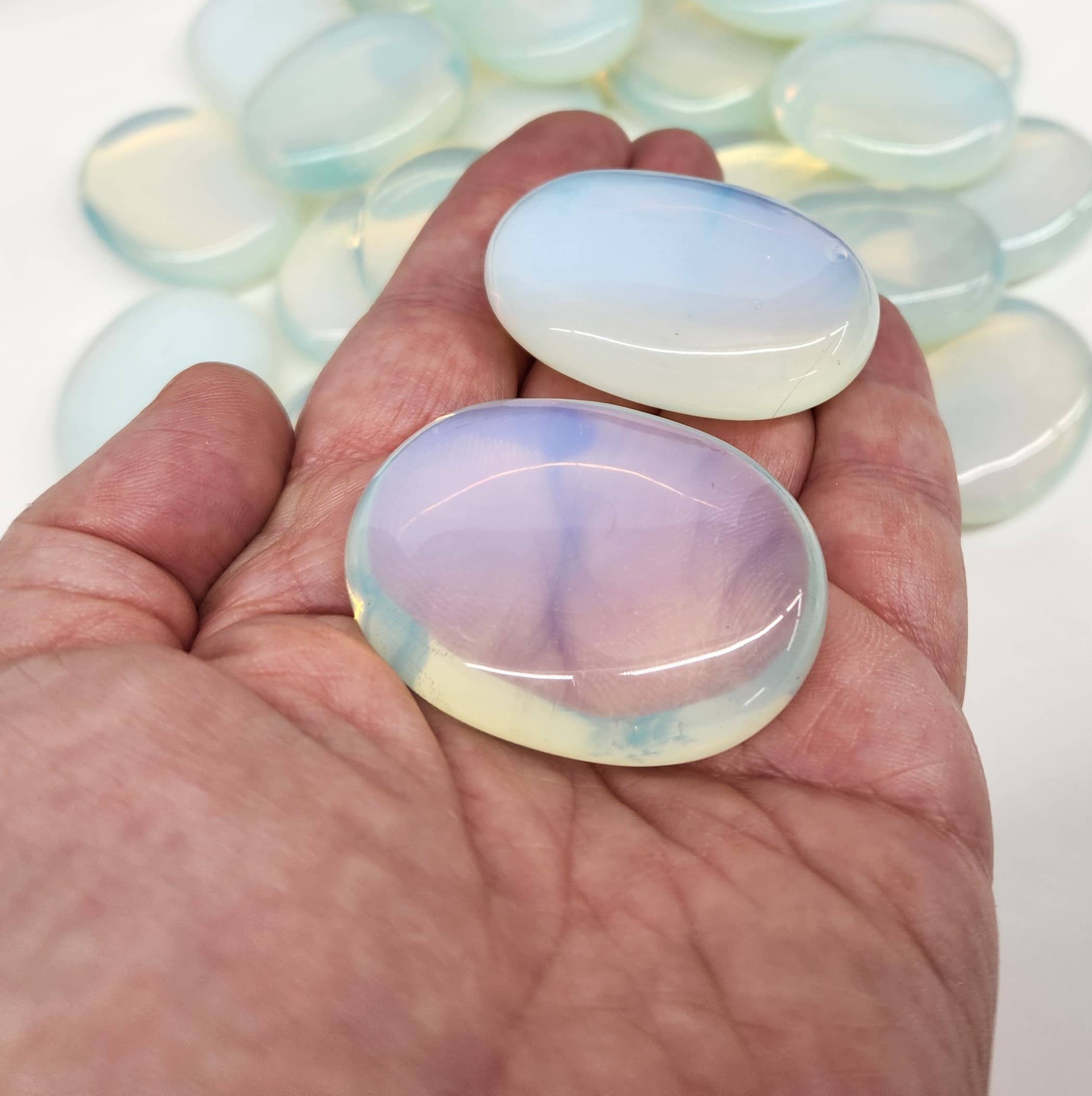 Meraki Gemstones - Wholesale Spiritual Stone/Crystal - Opalite (0.5kg/1.1lbs.) Palm Stones/Pillow Shape4