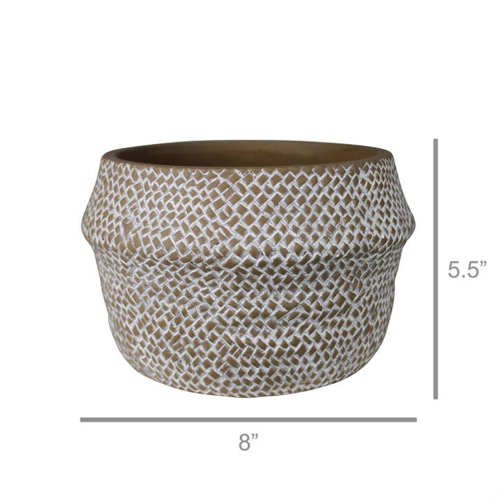 Brown White Medina Basket Cachepot, Cement - Lrg for wholesale on Faire