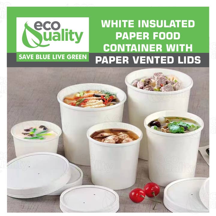 EcoQuality – wholesale Engångskopp – 32 oz disponibla vitt papper soppa behållare glass papper