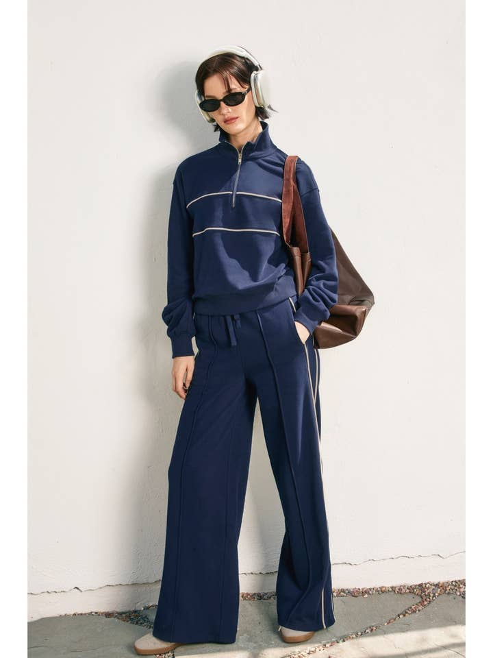 Dress Forum - Wholesale Pants - Women's - Track Stripe Wide Leg Sweatpants (1)
