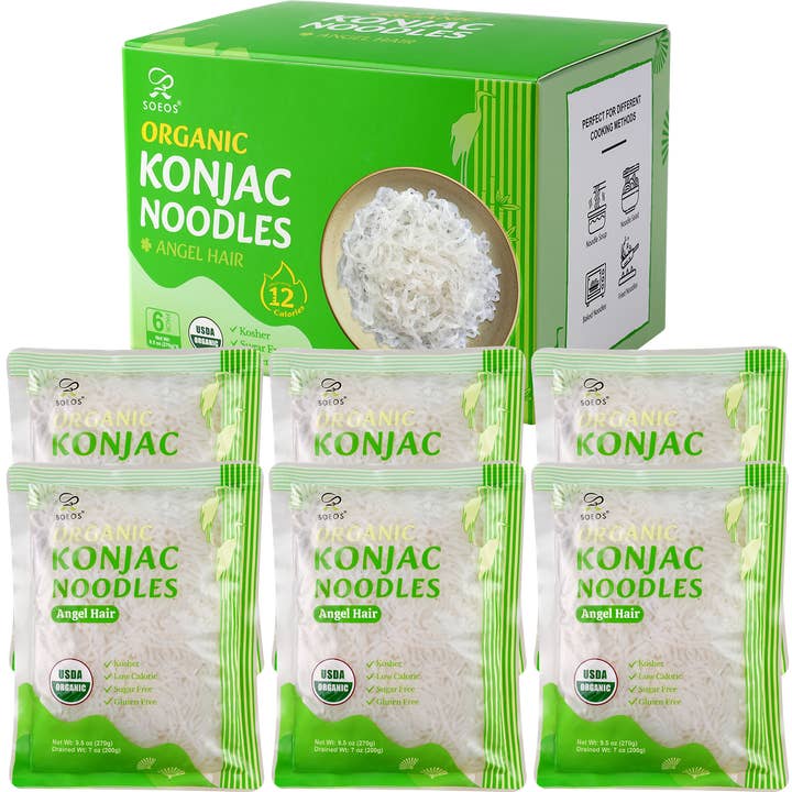 Soeos Organic Konjac Noodles Angel Hair Pasta,8.8 oz(250g)*6 for wholesale by soeos