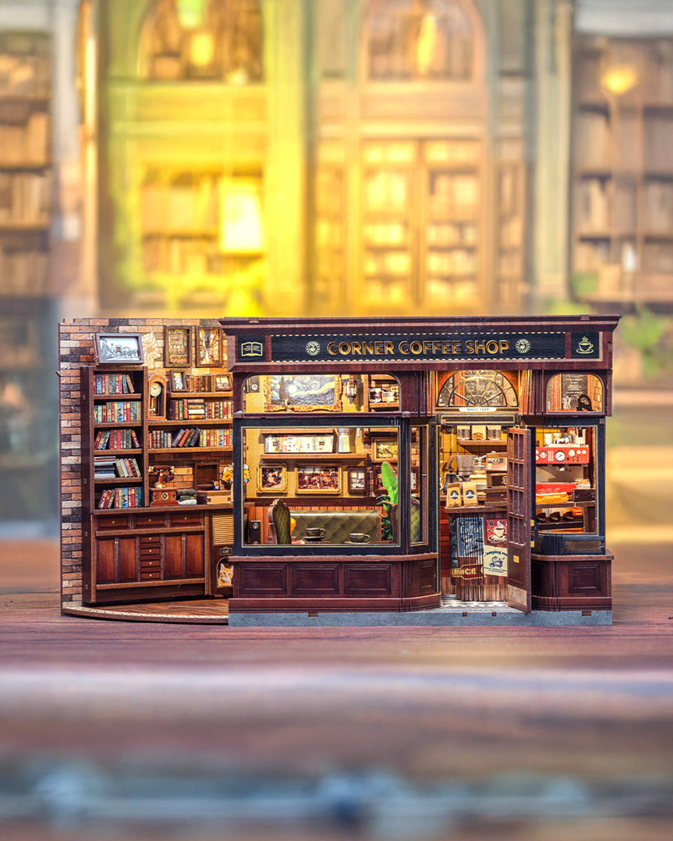 Hands Craft Intl – wholesale Pussel - Barn – Gör-det-själv Bokhörna Kit: Hörnkaffebutik7