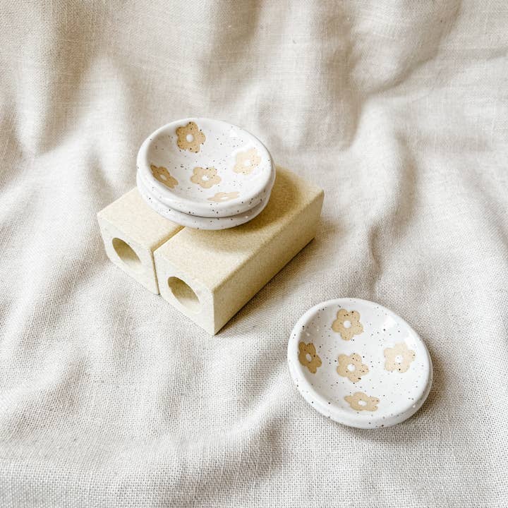 Mini Flower Ceramic Dish (Speckled White) | Made To Order for wholesale by SarahBeePottery