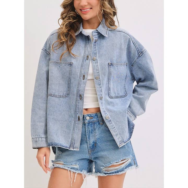 Giacca Camicia in Denim Lavato 1747 per la vendita all'ingrosso da parte di Coloring You