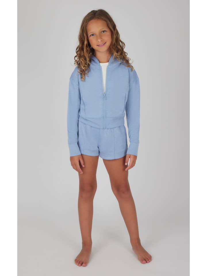 90 Degree by Reflex - Wholesale Top & Pant Set - Kids - Girls Scuba Jacket, Rib Tank, Short - 3 pc SET