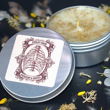 Easley Haus, Apothecary & Oddities – Großhandel Reisekerzen – Bienenwachskerze - Vanille-Honig-Lavendel mit getrockneter