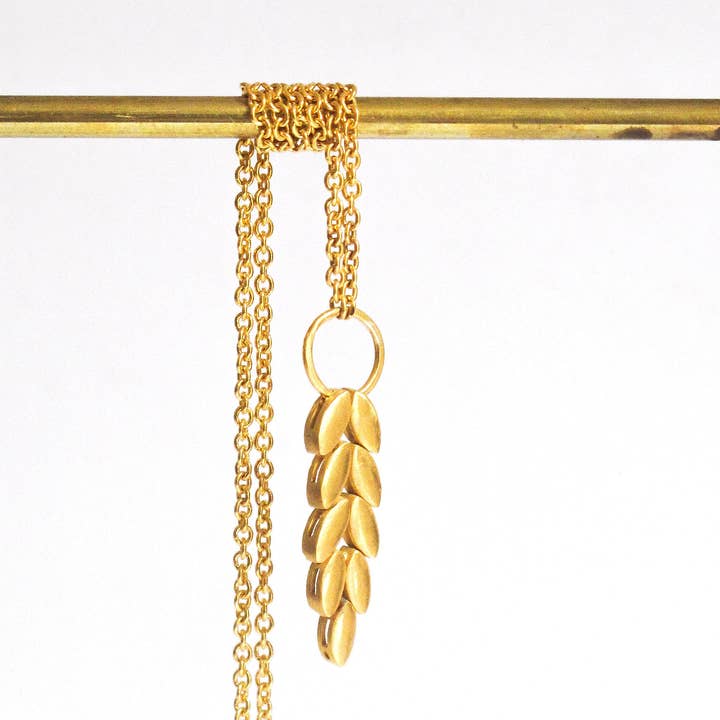 18K vergulde gevlochten tarwe ketting, laurierblad charme voor wholesale door idiliusjewelry