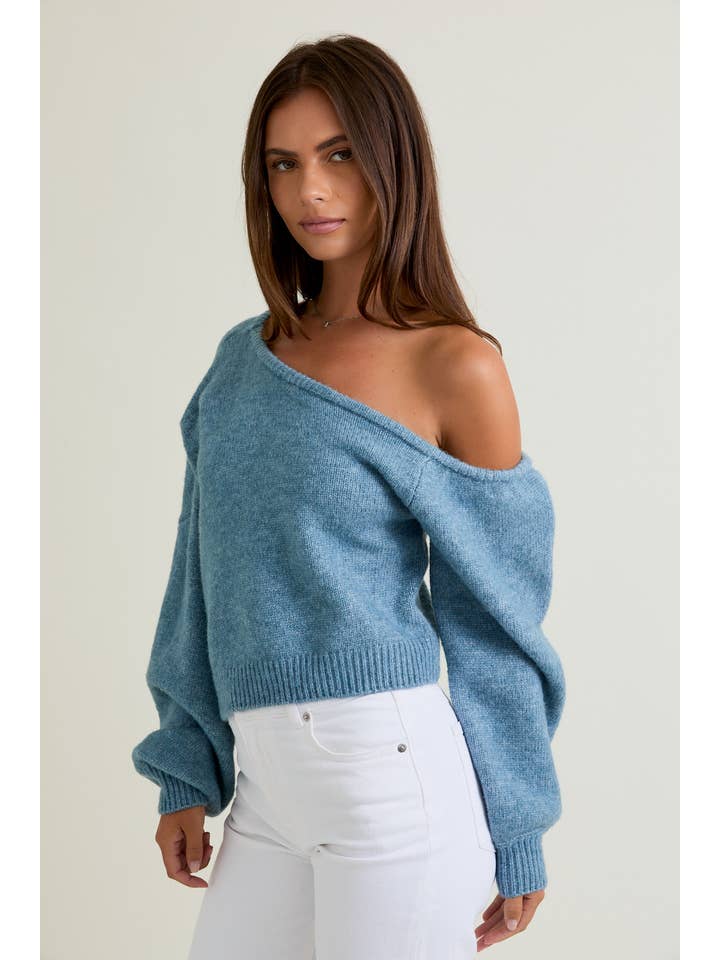 LE LIS - Wholesale Knit Sweater - Women's - ASYMMETRICAL SHOULDER SWEATER TOP9