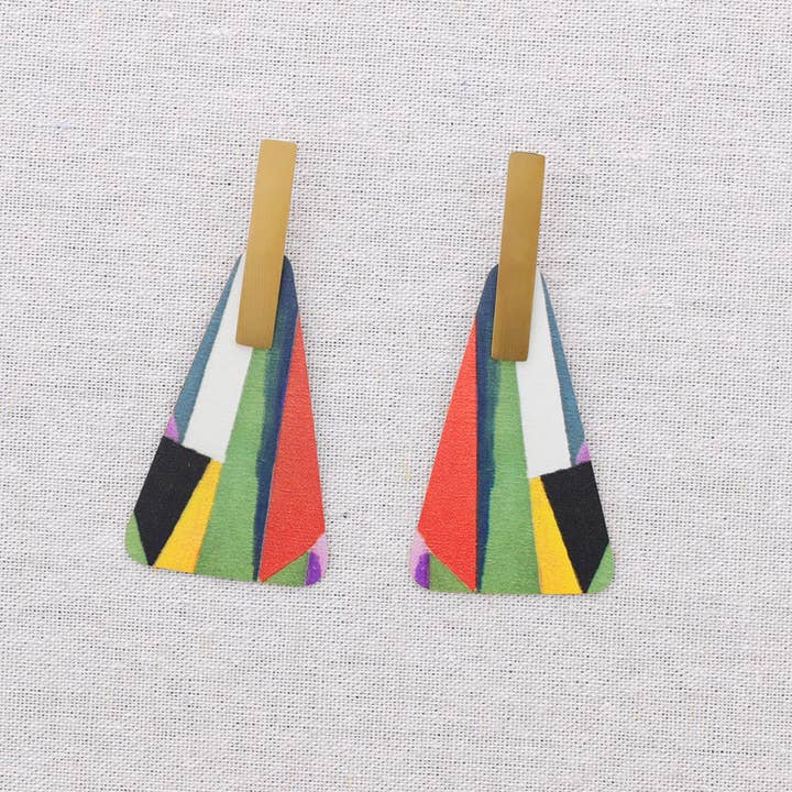 Sonata - Wholesale Snap Jewelry - Triangular Hanging Steel Earrings Drawing4