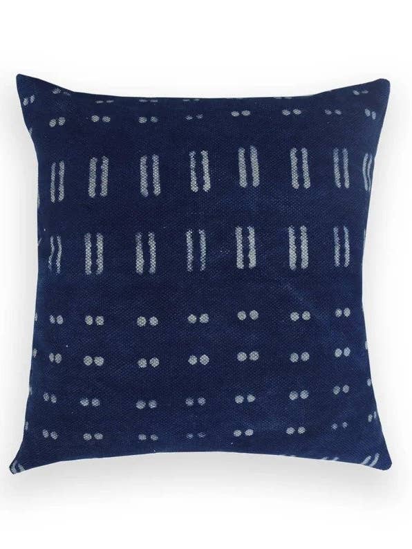 Blue Hand Loomed Square Cushion Case | Block Print Pillow for wholesale by HouseOfSarah14