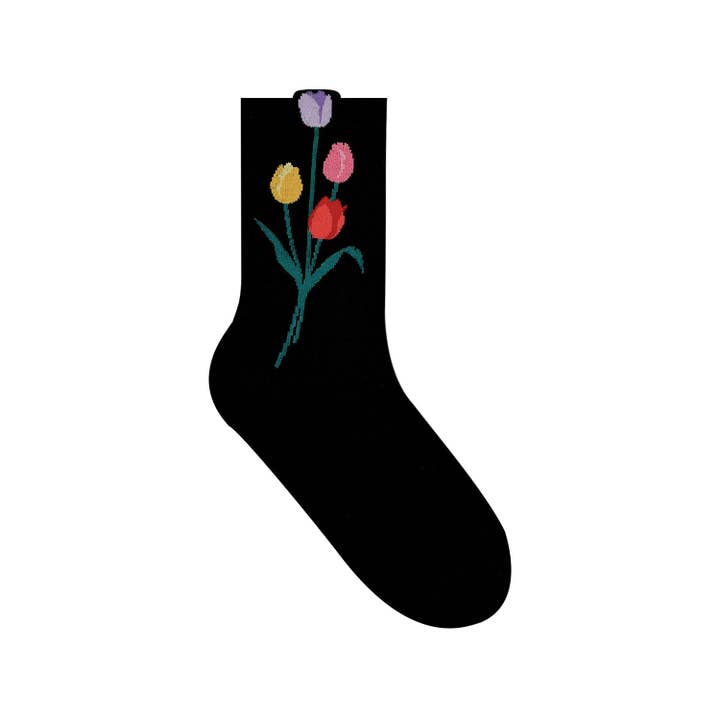 7DAYSSOCKS - Wholesale Socks - Women's - Women's Crew Tulip Flower Socks