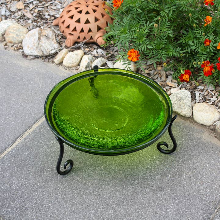 ACHLA Designs – Engroshandel Fuglebad – 14 „Fern Green Crackle Birdbath- Short Stand II2