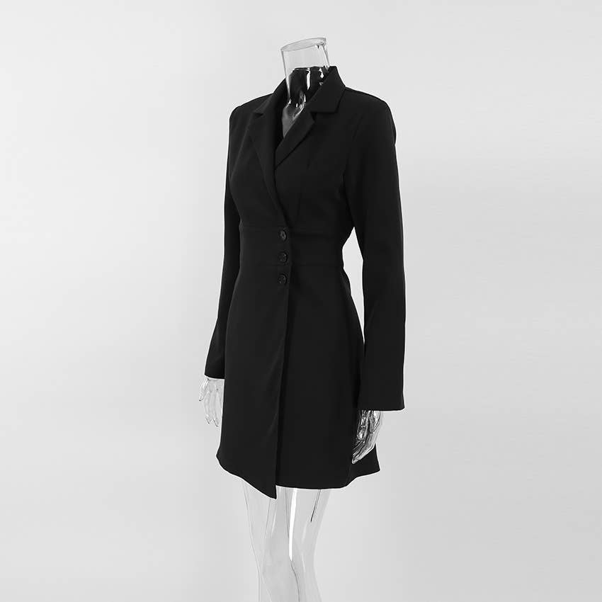 Black V-neck Blazer Dress for wholesale on Faire16