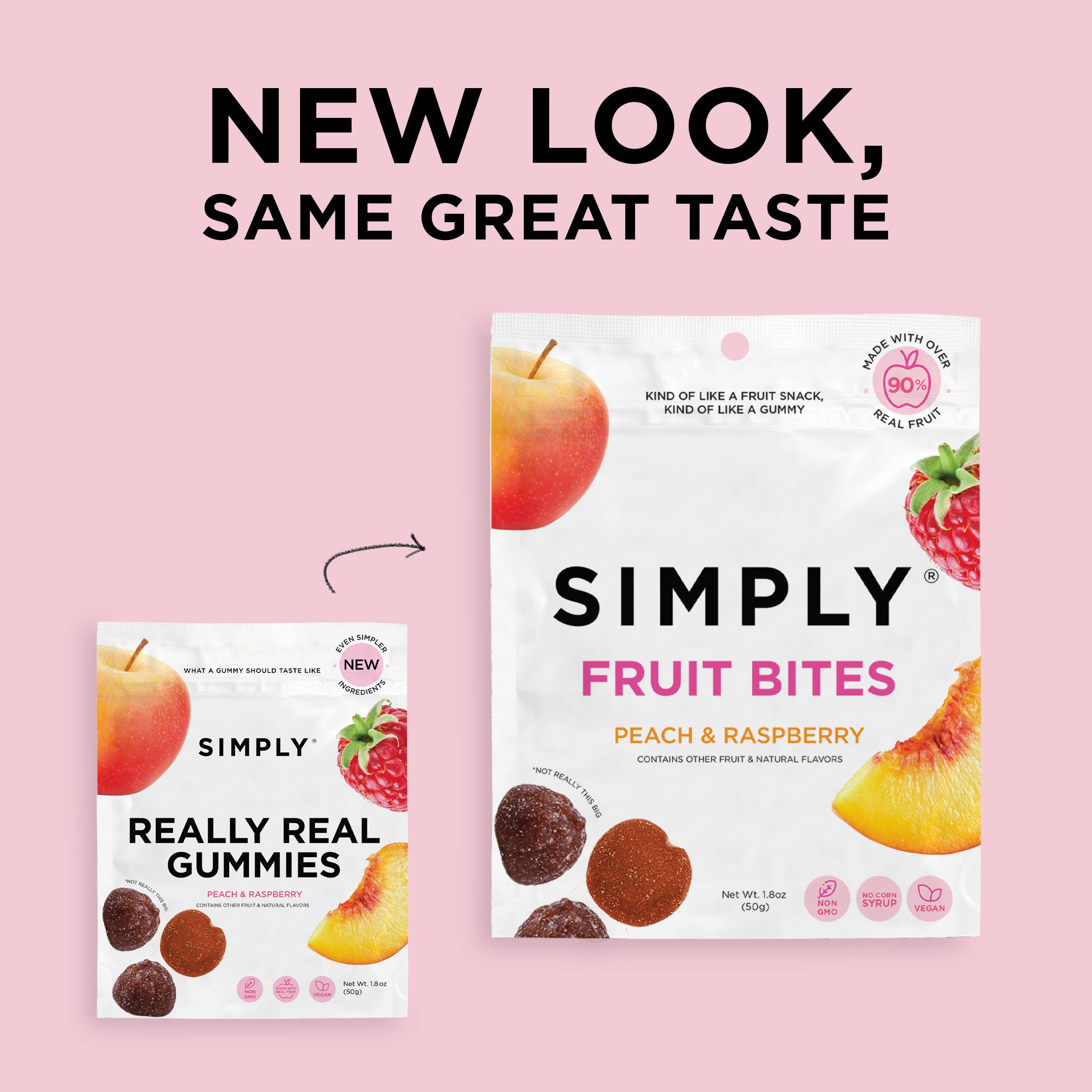 Simply Gum - Wholesale Fruit Snacks - Fruit Bites - Peach Raspberry (1.8 oz Bags)1