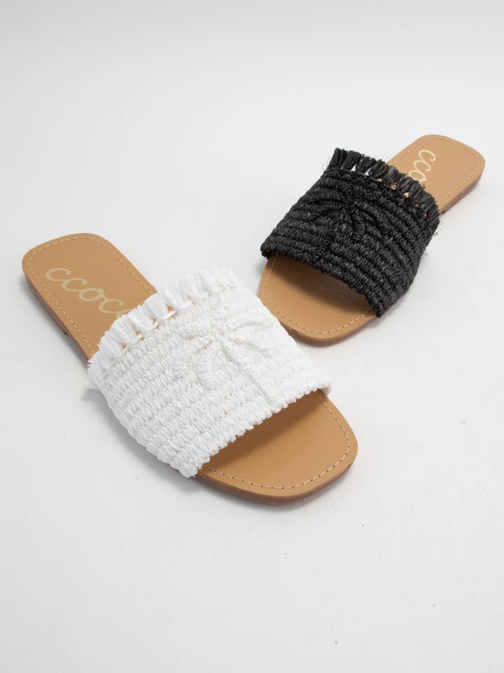 CCOCCI - Wholesale Sandals - Women's - SANDY PALM TREE EMBROIDERY DESIGN RAFFIA SANDAL6