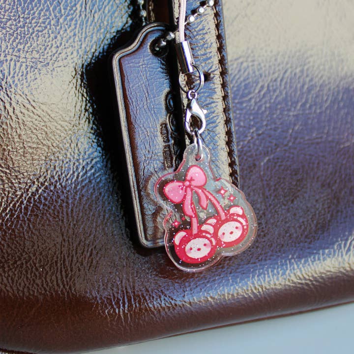 Sam’s Scribbles - Wholesale Keychain - Women's - Cherry Beary • Glittery Mini Keychain1