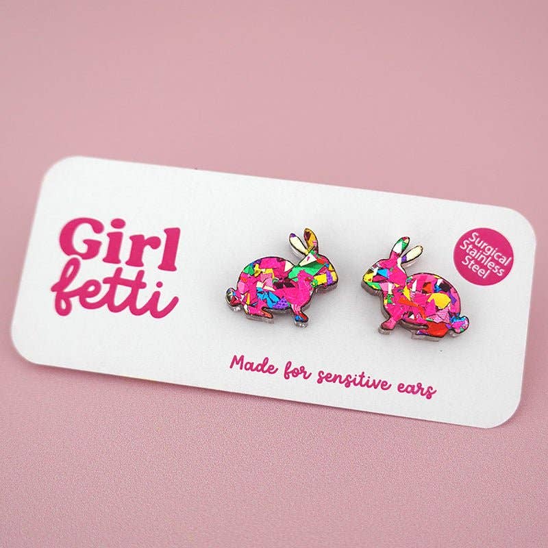 Girlfetti - Wholesale Stud/Post Earrings - Easter Bunny Acrylic Stud Earrings6