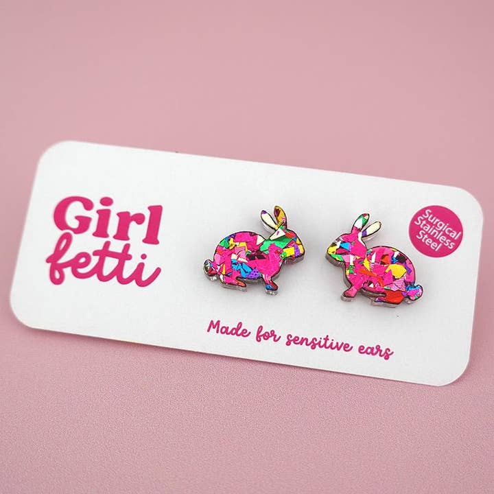 Girlfetti - Wholesale Stud/Post Earrings - Easter Bunny Acrylic Stud Earrings6