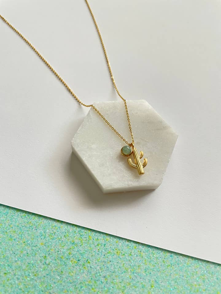 Desert Cactus Necklace Green Aventurine Southwest for wholesale by Qurio Studio