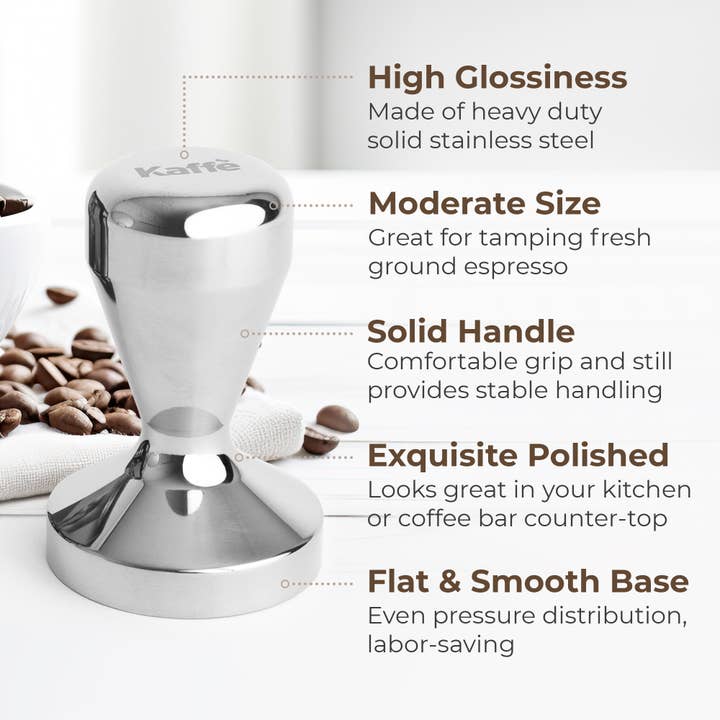 Kaffe - Wholesale Kitchen Tool/Gadget - Kaffe 54mm Stainless Espresso Tamper - Premium Press Tool