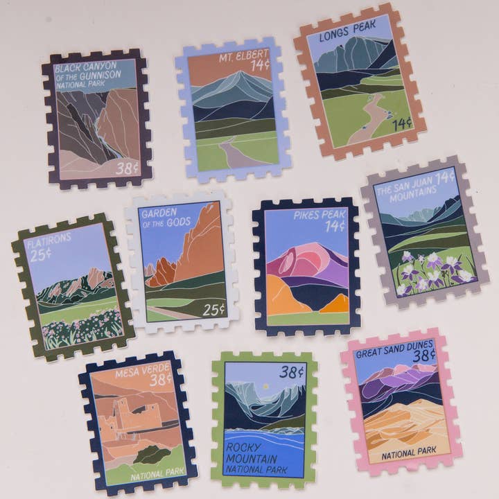 Emma Menke Art - Wholesale Sticker - San Juan Mountains Stamp Sticker 2