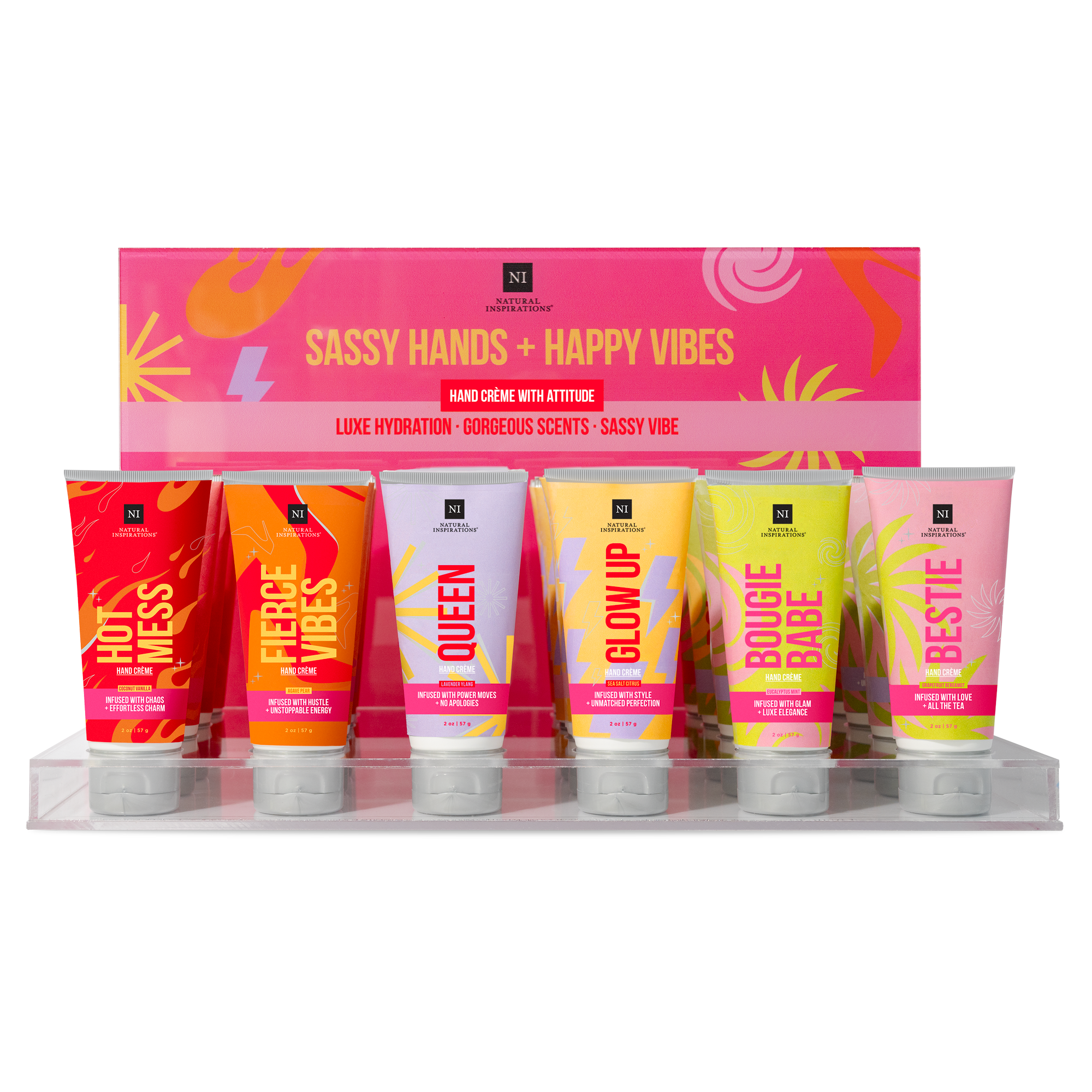 Natural Inspirations - Wholesale Hand Cream/Lotion - Empty Sassy Happy Vibes Mini Hand Cream Display0