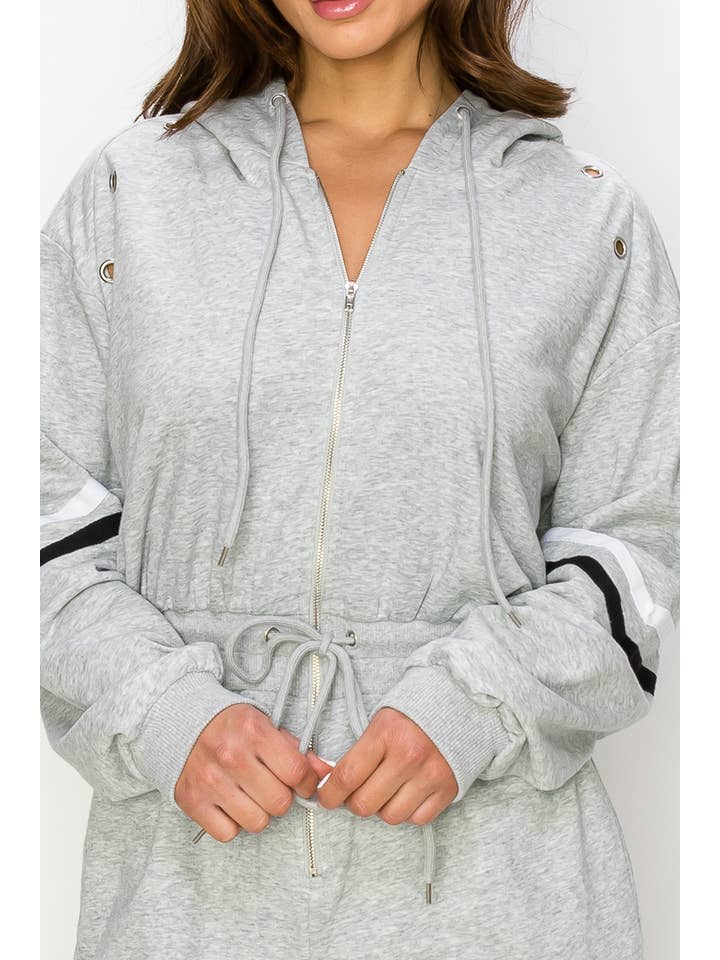 Shop Michella - Wholesale Jumpsuit - Dames - FRENCH TERRY GESTREEPTE JOGGER JUMPSUIT MET RITS12