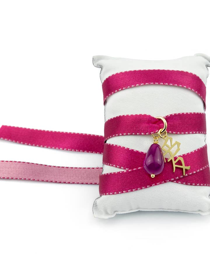 Kanji Love Fuchsia Fabric Necklace/Bracelet for wholesale by Lebole Maison