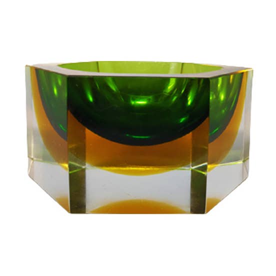 1960 Grote groene en gele kom of Catchall door Flavio Poli voor wholesale door MadInteriorArt