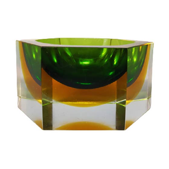 1960s Big Green og Yellow Bowl eller Catchall Af Flavio Poli for engroshandel hos MadInteriorArt