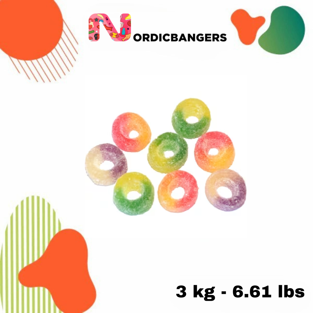 Nordicbangers - Swedish Candy Supply – wholesale Gelégodis – Fizzy Rings 1 kg/ 2.20 LBS1